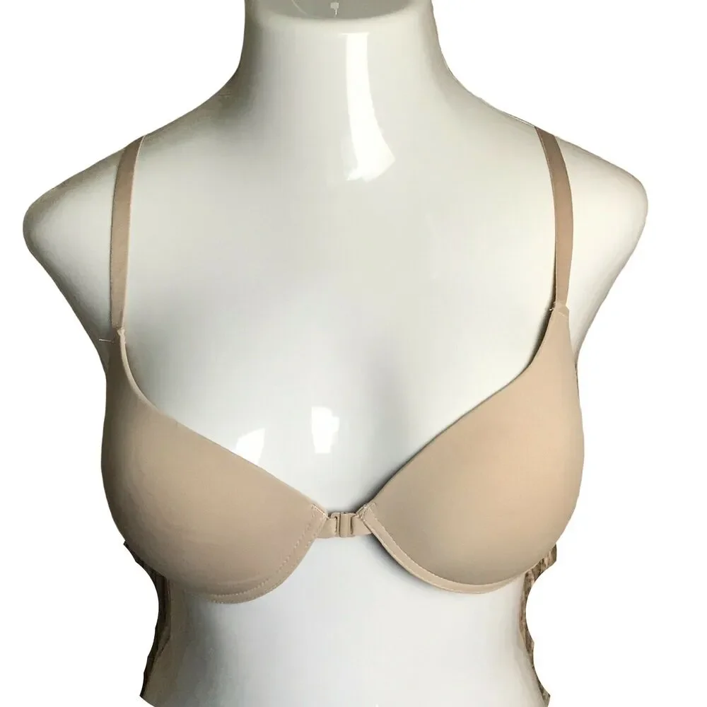 36D New York Elegance Push Up Bra ~ Beige ~ Adjustable Straps ~ Underwired